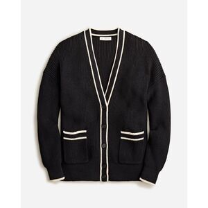 J Crew Tipped V-neck cotton cardigan sweater Size XS